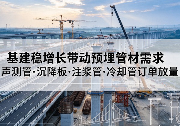 津南区基建稳增长带动预埋监测管材需求，声测管、沉降板、注浆管订单持续放量